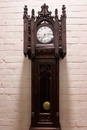 Gothic style Grandfather clock in Oak, France 19th century