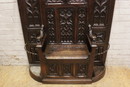 Gothic style Hall bench/hall tree in Oak, France 19th century