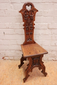 Gothic scabello chair in walnut