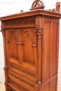 Gothic style Secretary desk in walnut and marble, France 19th century