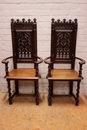 Gothic style Arm chairs in chestnut, France 19th century