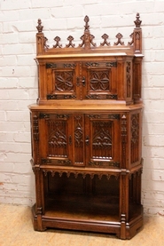 Gothic style cabinet in walnut with 4 doors