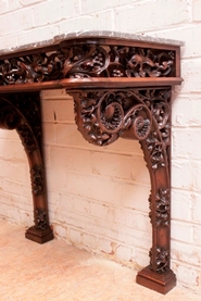 Gothic style console in walnut signed Glaner