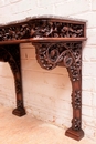 Gothic style Console in walnut and marble, France 19th century