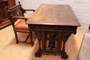 Gothic style Desk and arm chair in Walnut, France 19th century