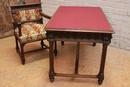 Gothic style Desk table and arm chair in Walnut, France 19th century