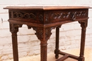 Gothic style Desk table and stool in Oak, France 19th century