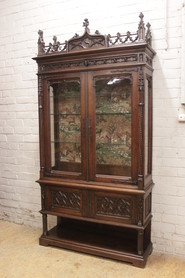 Gothic style display cabinet in oak