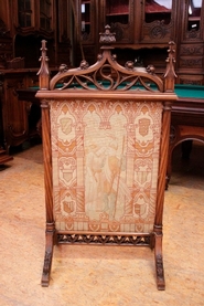Gothic style fire screen in walnut