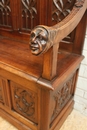 Gothic style hall bench in Walnut, France 19th century