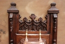 Gothic style Fontain in oak and cupper, France 19th century