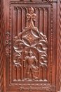 Gothic/medieval style Cabinet with safe in Oak, France 1930