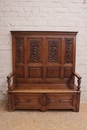 Gothic/reanissance style Hall bench in Walnut, France 19th century