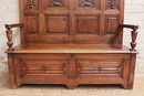 Gothic/reanissance style Hall bench in Walnut, France 19th century