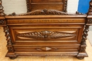 Henri II style Bed  in Walnut, France 19th century