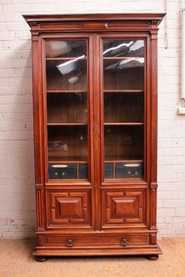 Henri II Bookcase in walnut office cabinet