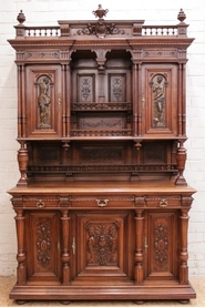 Henri II Cabinet in walnut with bronze panels F BARBEDIENNE