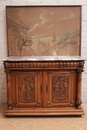 Henri II style Cabinet in walnut and marble, France 19th century