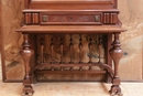 Henri II style Secretary desk in walnut and marble, France 19th century