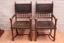 Henri II style Arm chairs in Oak, France 19th century