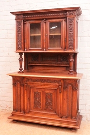 Henri II style cabinet in solid walnut.