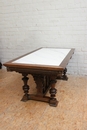 Henri II style Table with marble in Walnut, France 19th century