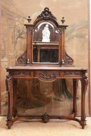 Henri II vanity in walnut with marble top