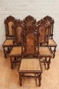 Hunt style 6 chairs in Oak, France 19th century
