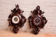 Hunt clock and barometer in oak
