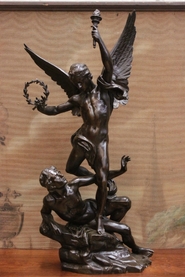 La victoire triomphante Statue in bronze signed Vital Cornu 1851 - 1927