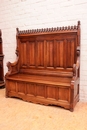 Gothic style Hall bench and chairs in Walnut, France 19th century