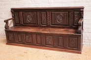 Large Renaissance style hall bench in oak