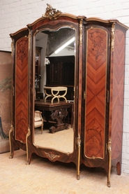 Linke quality 3 door armoire in roosewood with fine detailed bronze