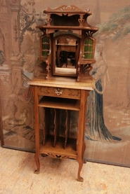 little walnut Art Nouveau music cabinet