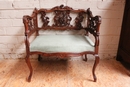 Louis XV style bench in Walnut, France 19th century