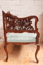 Louis XV style bench in Walnut, France 19th century