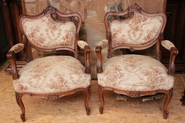 Louis XV arm chairs in walnut