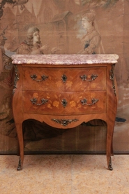 Louis XV bombe marqueterie commode with marble top
