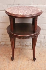 Louis XV Center table in walnut with marble top