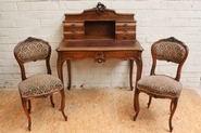 Louis XV Desk and two chairs