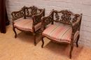 Louis XV style Arm chairs in gilt wood, France 19th century