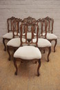 Louis XV style Table and chairs in Oak, Belgium 19th century