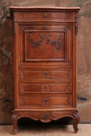 Louis XV secretary desk in walnut with marble top