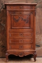 Louis XV style Secretary desk in walnut and marble, France 19th century