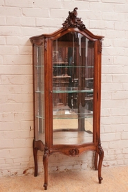 Louis XV style bombe display cabinet in walnut