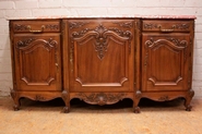 Louis XV style bombe sideboard in walnut with marble top