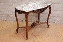 Louis XV style Center table in walnut and marble, France 19th century