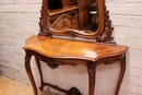 Louis XV style Console and mirror in Walnut, France 1900
