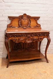 Louis XV style server/console in oak with marble
