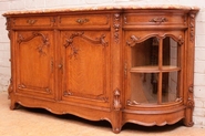 Louis XV style sideboard in oak and marble top by KRIEGER PARIS